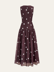 Polka Dot Sleeveless Chiffon Maxi Dress