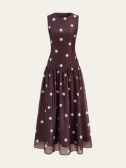 Polka Dot Sleeveless Chiffon Maxi Dress