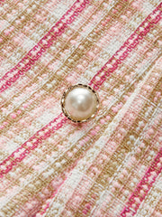 Bow Neckline Tweed Paneled Mini Dress