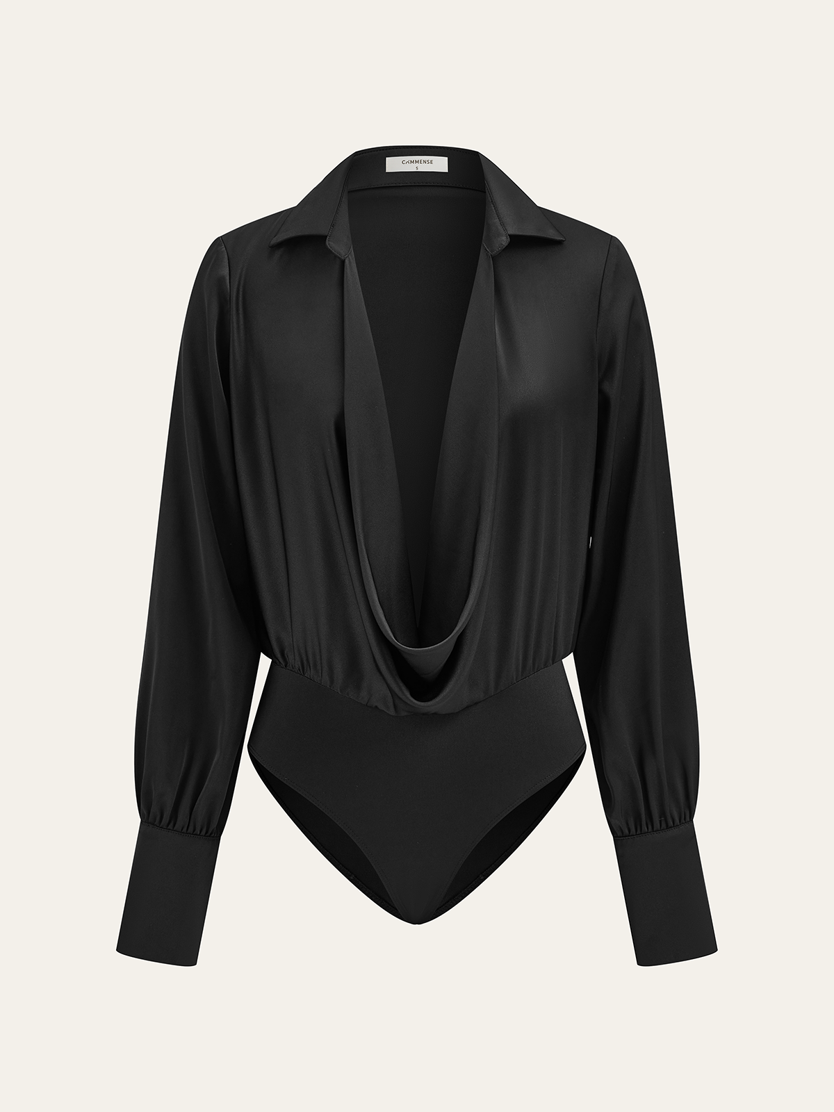 Satin Cowl Neck Long Sleeve Bodysuit