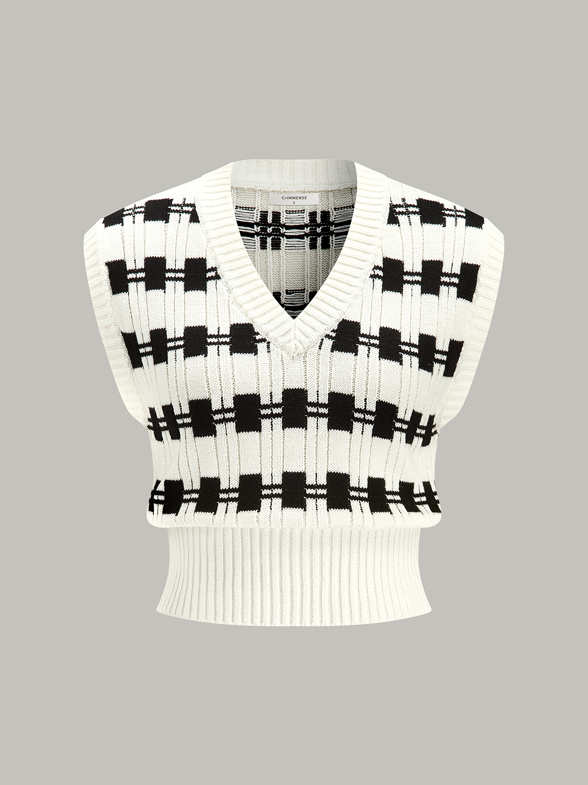 V-neck Plaid Sweater Vest