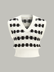 V-neck Plaid Sweater Vest