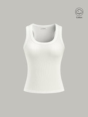 Ribbed Knit Crew Neck Tank Top