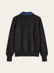 Denim Panel Knit Cardigan