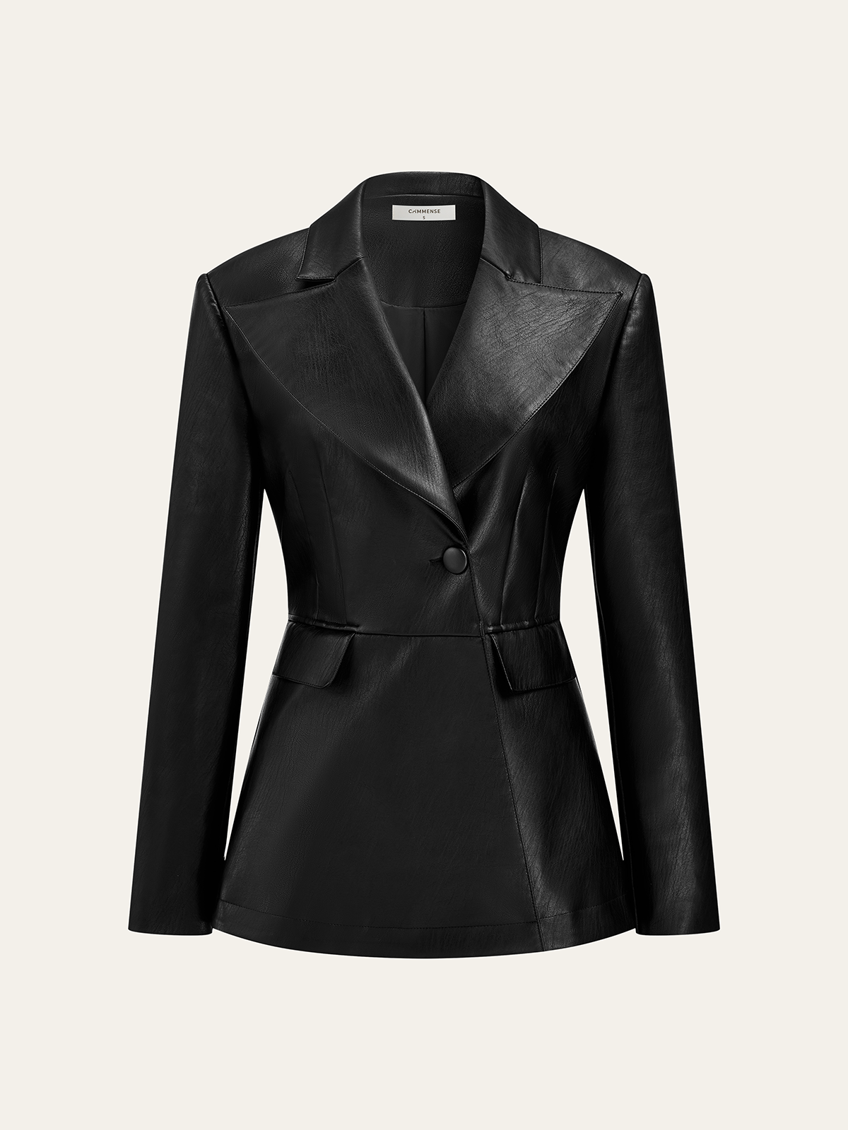 Single Button PU Leather Jacket