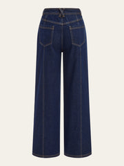 Mid-Waist Wide-Leg Button Front Jeans