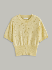 Eyelet Knit Short Sleeve Cardigan