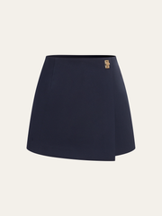 Metal Detail Asymmetric Skort