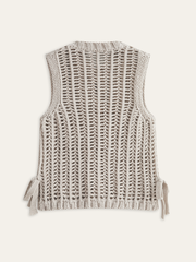 Metal Button Open-Knit Vest