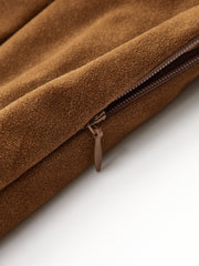 Irregular Metal Detail Suede Effect Mini Skirt