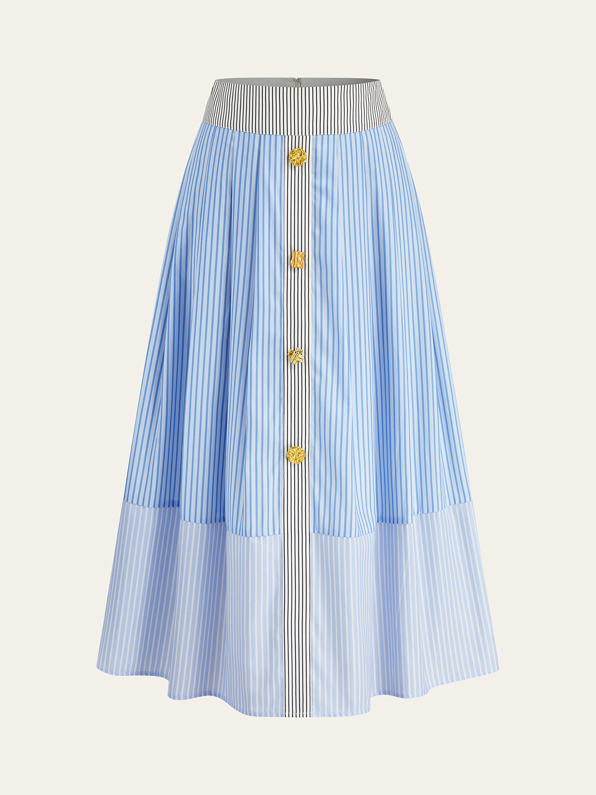 Metal Detail Striped Maxi Skirt