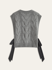 Dual-Sided Bow Cable-Knit Vest