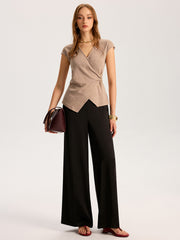 Metal Detail Cap Sleeve Knit Top