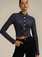 Metal Button Twist Shirt