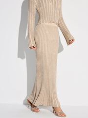 Glitter Textured Top and Maxi Skirt Set