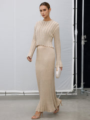 Glitter Textured Top and Maxi Skirt Set