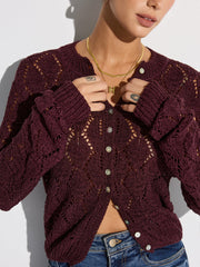 Semi-Sheer Openwork Knit Cardigan