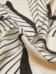 Striped Ribbon Print Silk Scarf