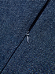 Metal Detail Denim Pleated Sleeveless Dress