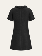 Tweed Braided Rope Collar Short Sleeve Dress
