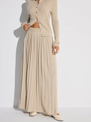 Pleated Wool Blend Sweater Skirt