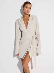 Double-Breasted Belted Blazer Dress