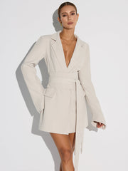 Double-Breasted Belted Blazer Dress