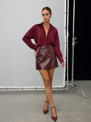 Textured Faux Leather Mini Skirt