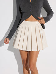 Mid-Waist Pleated Mini Skirt