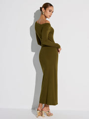 Off-Shoulder Long Sleeve Maxi Dress