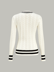 Cable-Knit Stripped Sweater