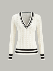 Cable-Knit Stripped Sweater