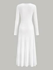 V-Neck Ruched Long Sleeve Maxi Dress