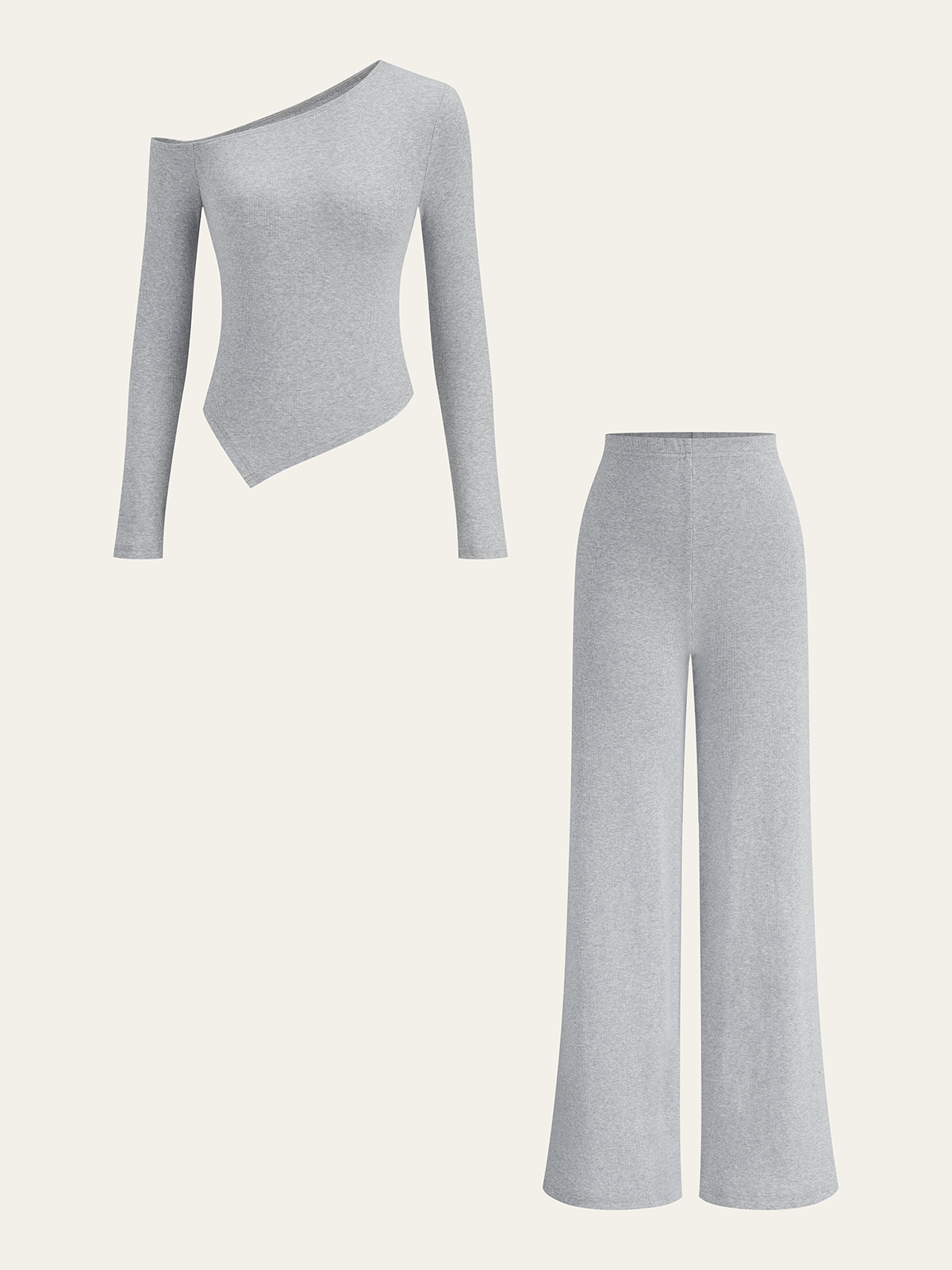 One-Shoulder Long Sleeve Top and Pants Set