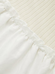 Bell Sleeve Contrast Panel Ribbed Maxi Dress