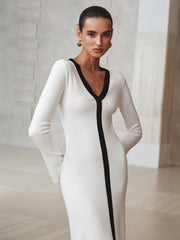 Contrast Trim Knit Maxi Dress