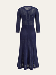 Button-Front Sheer-Knit Maxi Dress