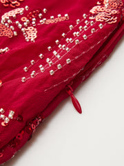 Halter Neck Sequin Embroidered Backless Maxi Dress