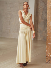 Ruched Crop Top and Maxi Skirt Set