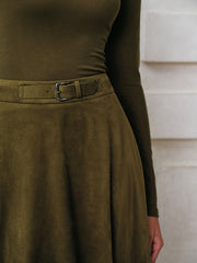 Suede Effect A-Line Midi Skirt