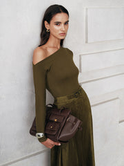 One-Shoulder Long Sleeve Blouse