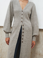 Button-Front Longline Knit Outerwear