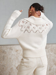 Eyelet Collared Knit Sweater
