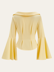 Lapel-Collar Bell Sleeve Peplum Shirt