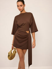 Half-Sleeve Cut-Out Mini Dress