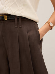 Pleated Mid-Waist Shorts without Belt