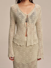 Tencel Flared Sleeve Knit Skirt Set