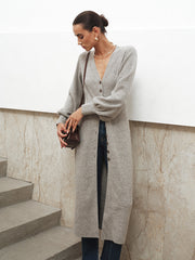 Button-Front Longline Knit Outerwear