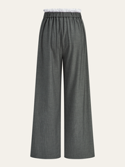 Contrast Ruffle Waistband Pinstripe Pants
