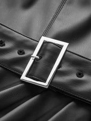 Faux Leather Sleeveless Dress with Belt